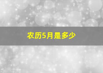 农历5月是多少