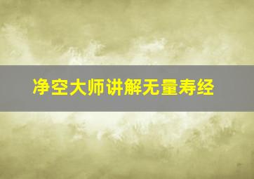 净空大师讲解无量寿经