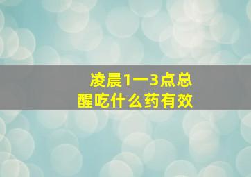 凌晨1一3点总醒吃什么药有效