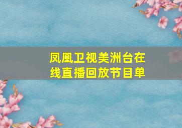 凤凰卫视美洲台在线直播回放节目单