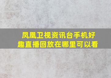 凤凰卫视资讯台手机好趣直播回放在哪里可以看