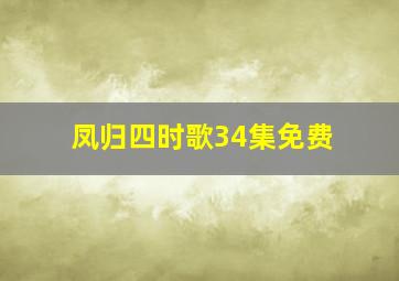 凤归四时歌34集免费