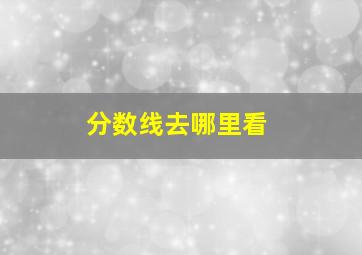 分数线去哪里看