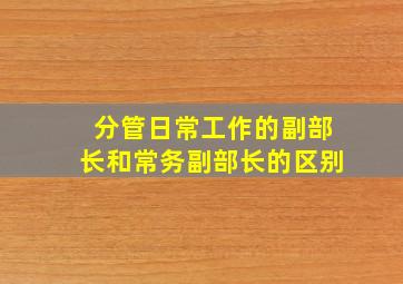 分管日常工作的副部长和常务副部长的区别