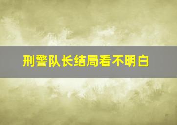 刑警队长结局看不明白