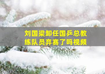 刘国梁卸任国乒总教练队员弃赛了吗视频