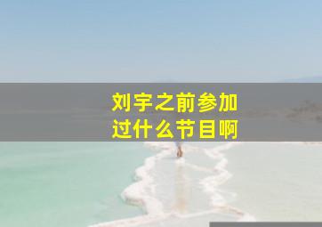 刘宇之前参加过什么节目啊