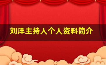 刘洋主持人个人资料简介