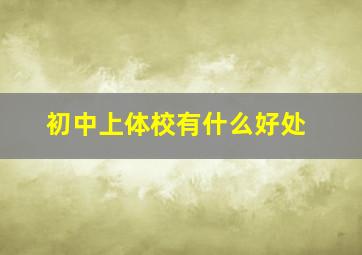 初中上体校有什么好处