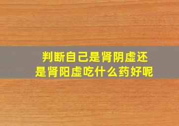 判断自己是肾阴虚还是肾阳虚吃什么药好呢