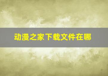 动漫之家下载文件在哪