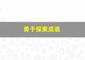 勇于探索成语