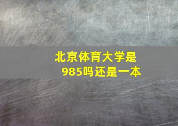 北京体育大学是985吗还是一本