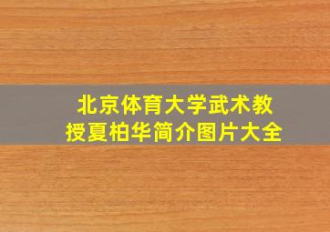 北京体育大学武术教授夏柏华简介图片大全