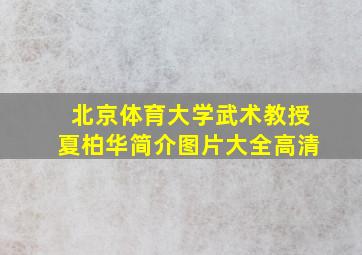 北京体育大学武术教授夏柏华简介图片大全高清