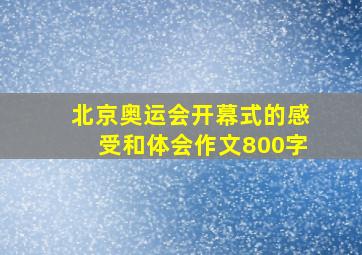 北京奥运会开幕式的感受和体会作文800字