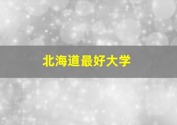 北海道最好大学