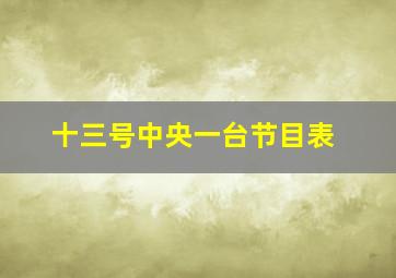 十三号中央一台节目表