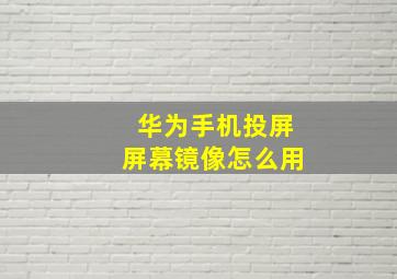 华为手机投屏屏幕镜像怎么用