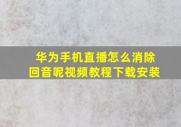 华为手机直播怎么消除回音呢视频教程下载安装