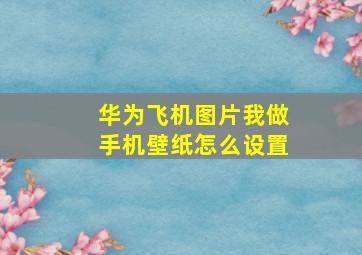 华为飞机图片我做手机壁纸怎么设置