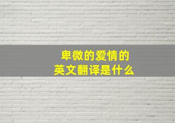 卑微的爱情的英文翻译是什么