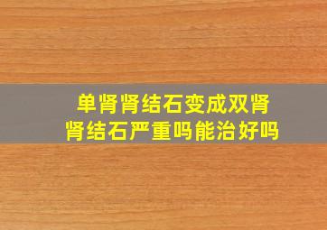 单肾肾结石变成双肾肾结石严重吗能治好吗