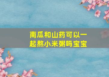 南瓜和山药可以一起熬小米粥吗宝宝