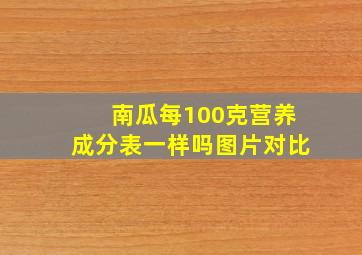 南瓜每100克营养成分表一样吗图片对比