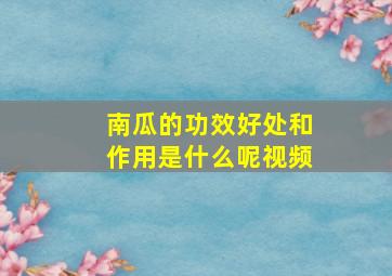 南瓜的功效好处和作用是什么呢视频