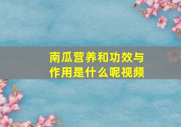 南瓜营养和功效与作用是什么呢视频