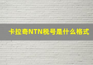 卡拉奇NTN税号是什么格式