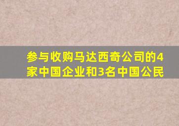 参与收购马达西奇公司的4家中国企业和3名中国公民