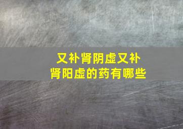 又补肾阴虚又补肾阳虚的药有哪些