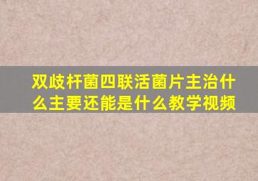 双歧杆菌四联活菌片主治什么主要还能是什么教学视频