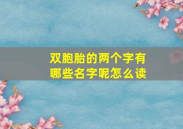 双胞胎的两个字有哪些名字呢怎么读