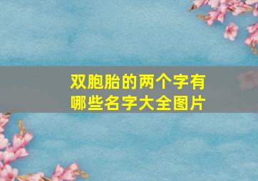 双胞胎的两个字有哪些名字大全图片