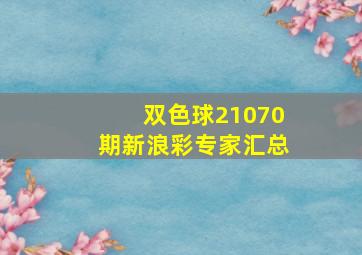 双色球21070期新浪彩专家汇总