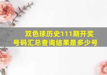 双色球历史111期开奖号码汇总查询结果是多少号