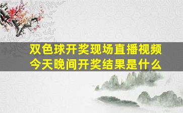 双色球开奖现场直播视频今天晚间开奖结果是什么