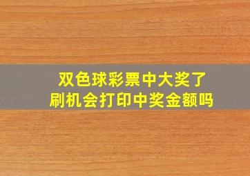 双色球彩票中大奖了刷机会打印中奖金额吗