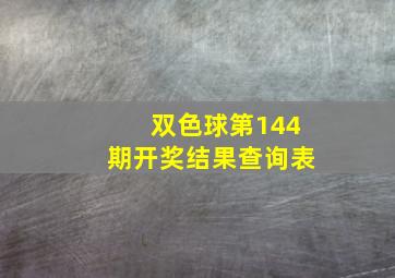 双色球第144期开奖结果查询表