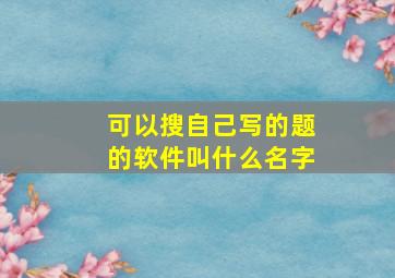 可以搜自己写的题的软件叫什么名字