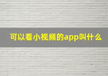 可以看小视频的app叫什么