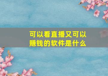 可以看直播又可以赚钱的软件是什么