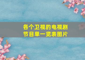 各个卫视的电视剧节目单一览表图片