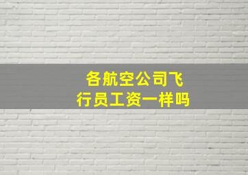 各航空公司飞行员工资一样吗