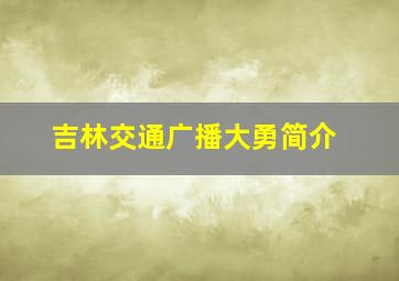 吉林交通广播大勇简介