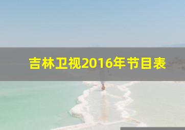 吉林卫视2016年节目表