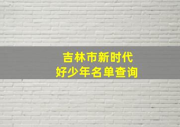 吉林市新时代好少年名单查询